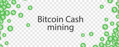 Yeşil Bitcoin nakit konfetileri. Vektör illüstrasyonu.