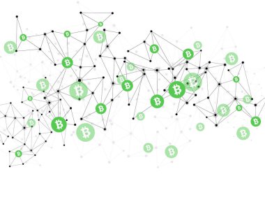 Bitcoin nakit kripto para birimi. Soyut kablo örgüsü arka planı. Vektör illüstrasyonu. 