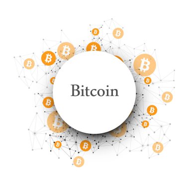 Bitcoin şifreli para birimi. Soyut kablo örgüsü arka planı. Vektör illüstrasyonu. 