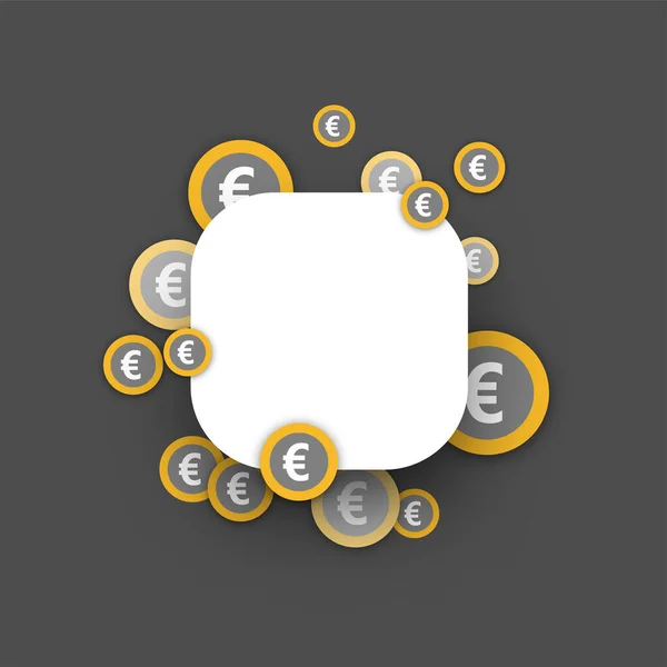 Круглый Квадратный Белый Кадр Фоне Монет Евро Векторная Иллюстрация — стоковый вектор
