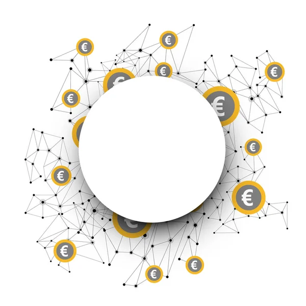 Кругла Біла Рамка Полігональному Тлі Монет Євро Векторні Ілюстрації — стоковий вектор