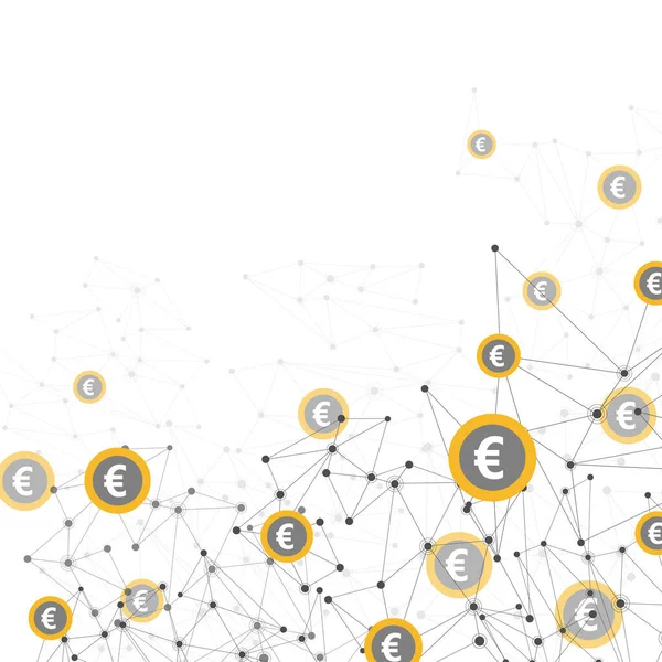 Malha Poligonal Moeda Euro Abstracta Ligar Pontos Linhas Ilustração Vetor — Vetor de Stock