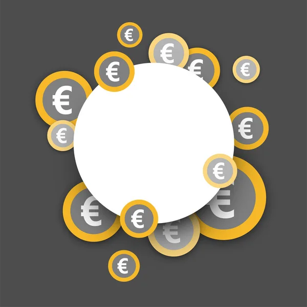 Quadro Branco Redondo Fundo Das Moedas Euro Ilustração Vetorial — Vetor de Stock
