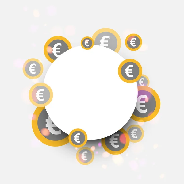 White Bokeh Frame Euro Coins Background Vector Illustration — Stock Vector