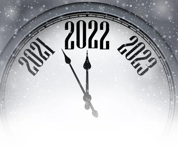 Relógio Cinzento Mostrando 2022 Espreitando Metade Flocos Neve Espaço Para — Vetor de Stock