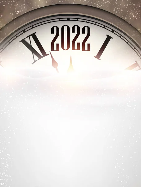 Часы Показывающие 2022 Подглядывающие Снежного Заноса Пространство Текста Векторные Зимние — стоковый вектор