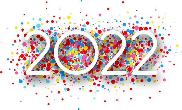 2022 Biały Papier Znak Kropkowane Kolorowe Tło Konfetti Wektor Świąteczny — Wektor stockowy