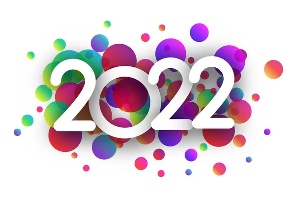 2022 Sinal Papel Branco Sobre Grande Redondo Confete Colorido Ilustração —  Vetores de Stock