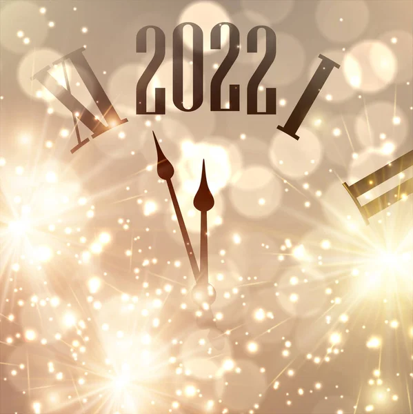 Ceasul Golden Bokeh Arată 2022 Craciunul Anul Nou Ilustrație Festivă — Vector de stoc