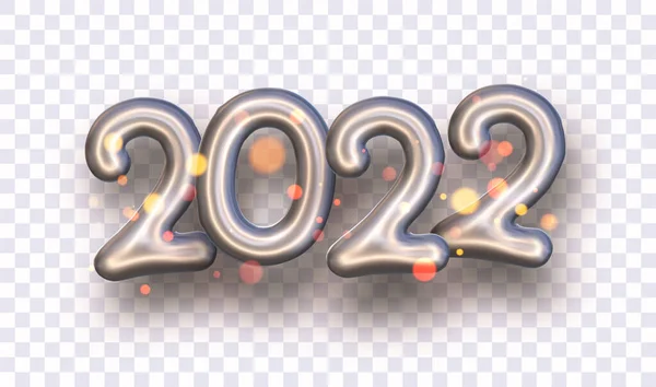 2022 Nombre Bokeh Ballon Sur Fond Transparent Pour Bannière Flyer — Image vectorielle