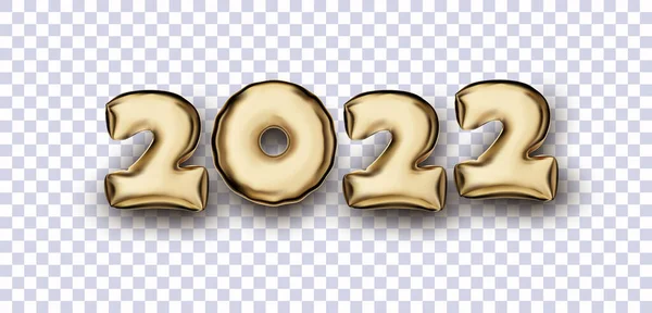 2022年透明背景下的金色气球编号 病媒假日图解 — 图库矢量图片