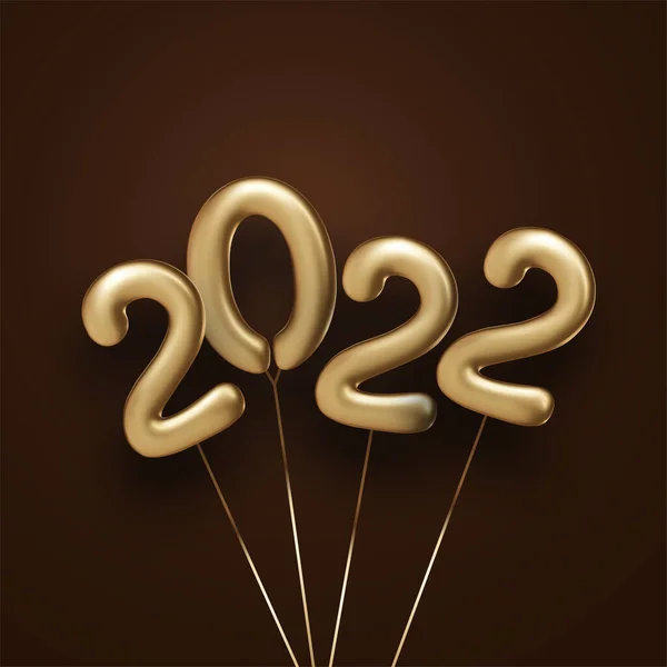 Een Bundel Gouden 2022 Ballonnen Kaarten Flyers Posters Sjabloon Vector — Stockvector