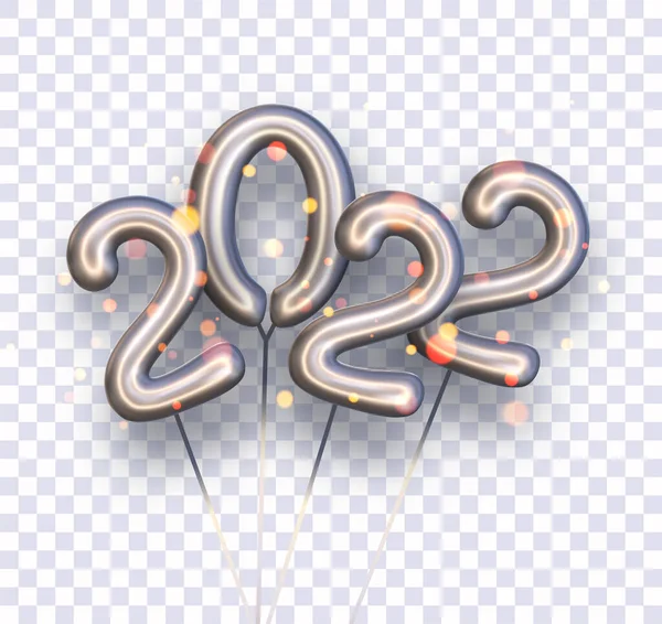 透明な背景に2022年の気球のボケ数 バナー チラシ ポスターの場合 ベクターホリデーイラスト — ストックベクタ