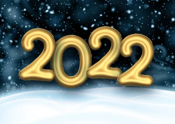 Signo Globo Dorado 2022 Sobre Fondo Nocturno Nevado Con Deriva — Archivo Imágenes Vectoriales