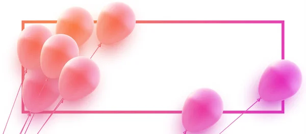 Bündel Pinkfarbener Luftballons Mit Quadratischem Rahmen Banner Raum Für Text — Stockvektor