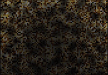 Siyah arkaplanda soyut altın rengi noktalı desen. Vektör illüstrasyonu.
