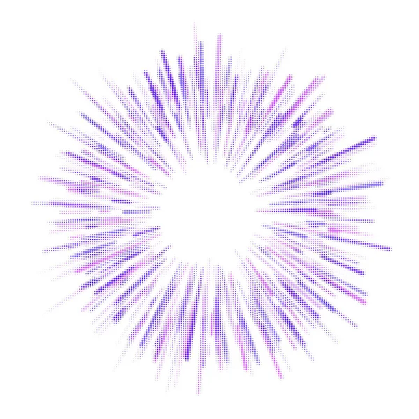 青と紫の抽象的なハーフトーン爆発 太陽光線 ベクターイラスト — ストックベクタ
