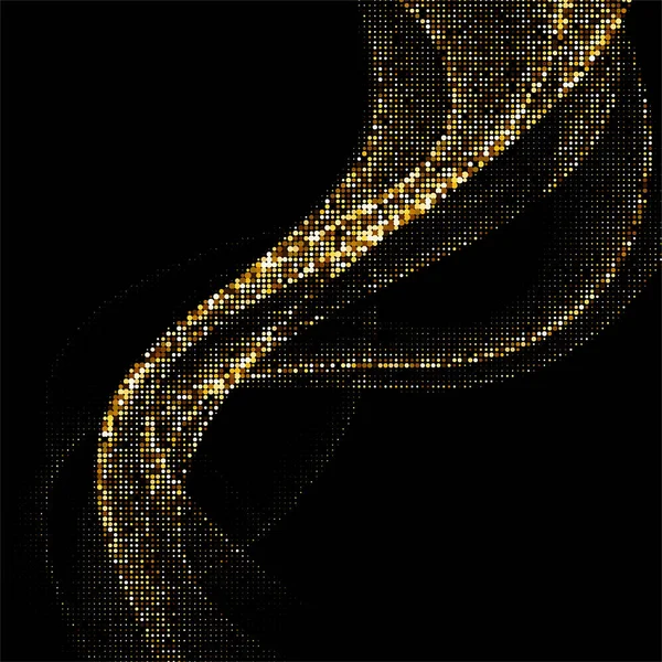 黒地に金の半波模様を描く ベクターイラスト — ストックベクタ