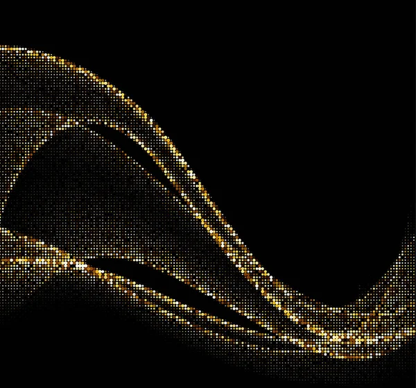 黒地に金の半波模様を描く 曲線だ ベクターイラスト — ストックベクタ
