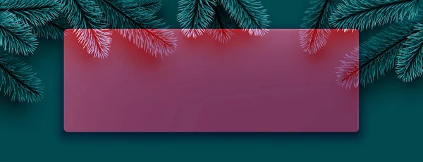 Rot Semi Transparenten Silvesterrahmen Hintergrund Fichtenzweig Banner Raum Für Text — Stockvektor