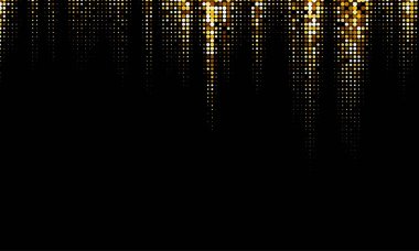 Siyah arkaplanda soyut altın yarım ton zirveleri var. Buz saçağı. Vektör illüstrasyonu.