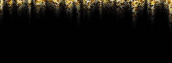 Abstraktes Goldenes Halbtonmuster Auf Schwarzem Hintergrund Banner Vektorillustration — Stockvektor