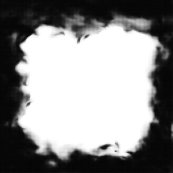 Abstrakter Schwarz Weiß Hintergrund Mit Halbton Punkten Quadratischer Rahmen Raum — Stockvektor
