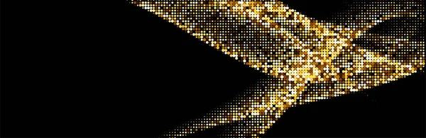 黒の背景に金のハーフラインパターンを抽象化 ベクターイラスト — ストックベクタ