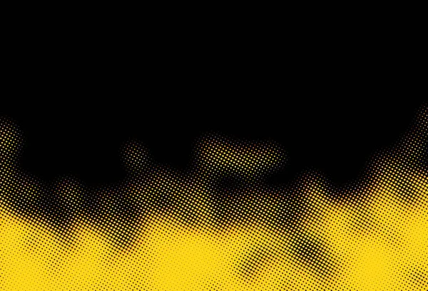 Жовтий Напівтоновий Точковий Бордюр Чорному Тлі Векторні Ілюстрації — стоковий вектор