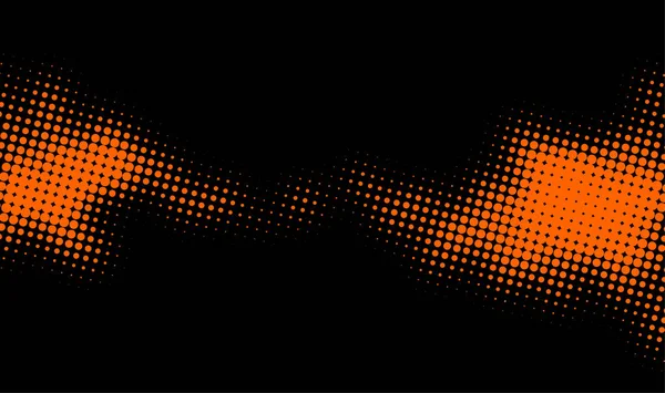 Oranžový Abstraktní Polotón Tečkovaný Černém Pozadí Vektorová Ilustrace — Stockový vektor