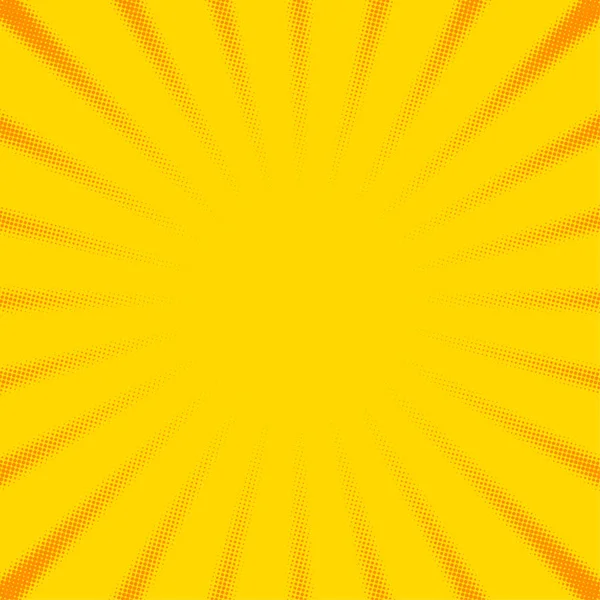 Amarillo Punteado Medio Tono Rayos Sol Fondo Ilustración Arte Pop — Archivo Imágenes Vectoriales