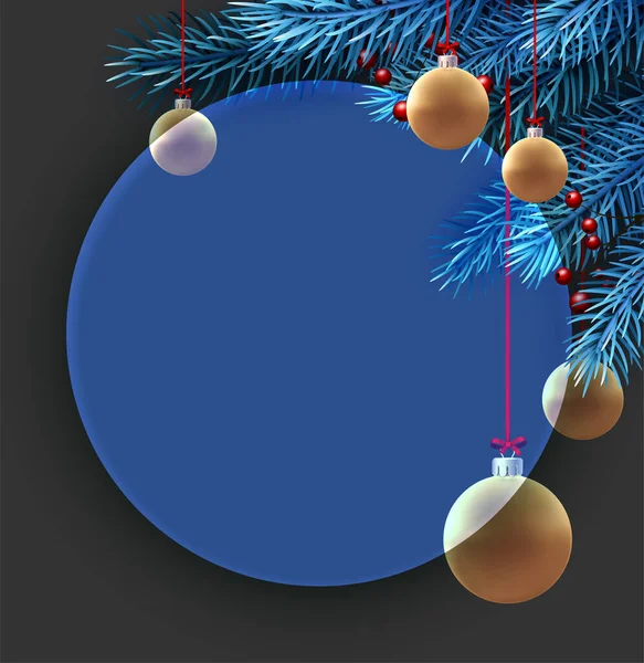 Bleu Fond Nouvel Semi Transparent Branche Épinette Bleue Aux Baies — Image vectorielle