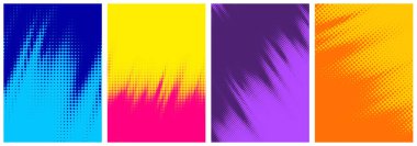 Soyut yarım ton rengarenk arkaplan seti. Vektör illüstrasyonu.