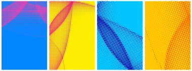 Soyut yarım ton rengarenk arkaplan seti. Vektör illüstrasyonu.