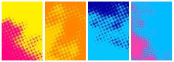 Soyut yarım ton rengarenk arkaplan seti. Vektör illüstrasyonu.