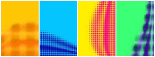 Set Abstract Halftone Wavy Lines Backgrounds Vector Pop Art Illustration — Stock Vector
