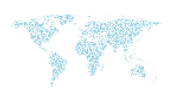 Abstrato Azul Meio Tom Pontilhado Mapa Mundo Ilustração Vetorial — Vetor de Stock