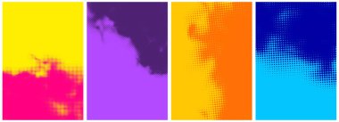 Soyut yarım ton rengarenk benekler seti. Vektör illüstrasyonu.