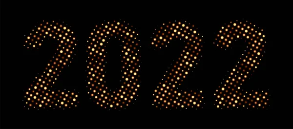 Розкішний Золотий Напівтоновий Плямистий Знак 2022 Року Векторні Святкові Ілюстрації — стоковий вектор