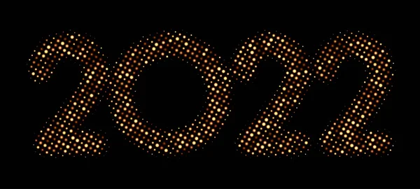 Розкішний Золотий Напівтоновий Плямистий Знак 2022 Року Векторні Святкові Ілюстрації — стоковий вектор