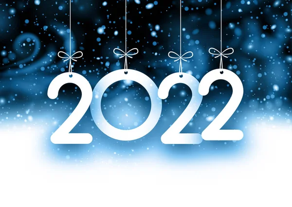 Opknoping 2022 Donkerblauwe Besneeuwde Nacht Banner Achtergrond Vector Vakantie Illustratie — Stockvector