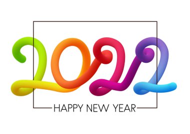 2022 gradyan çok renkli balon, çerçevedeki işaret gibi şişmiş. Vektör Festivali illüstrasyonu.