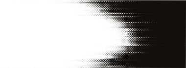 Siyah yarım ton eğimli nokta arkaplan. Metin için yeri olan pankart. Vektör illüstrasyonu.