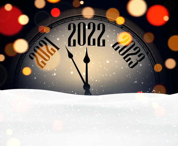 Reloj Creativo Manecillas Que Muestran 2022 Año Fondo Luces Bokeh — Archivo Imágenes Vectoriales