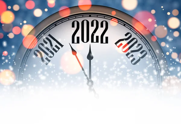 Δημιουργική Χέρια Ρολόι Δείχνει 2022 Έτος Κίτρινα Και Κόκκινα Φώτα — Διανυσματικό Αρχείο