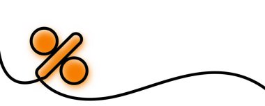 Turuncu tek bir çizgi ile çizilen bulanık yüzde işareti. Vektör illüstrasyonu.