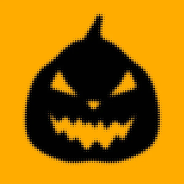 Cara Calabaza Malvada Medio Tonta Enojada Halloween Vector Ilustración — Vector de stock