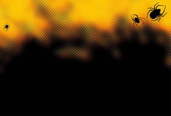 Μαύρο Και Πορτοκαλί Φόντο Μισό Τόνο Αράχνη Χώρος Για Κείμενο — Διανυσματικό Αρχείο