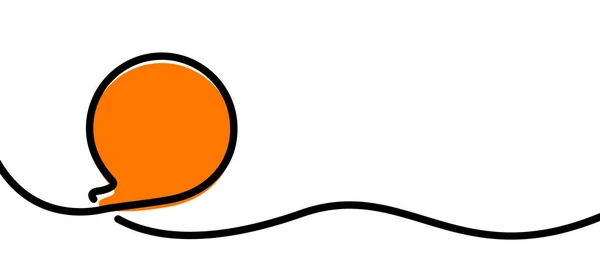Orange Talbubbla Ritad Enda Linje Vektorillustration — Stock vektor