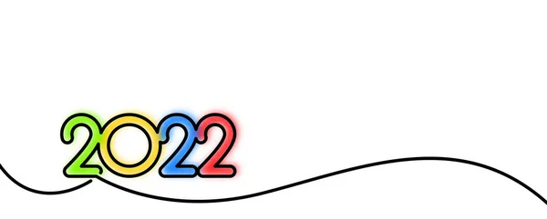 Flou Coloré 2022 Dessiné Par Une Seule Ligne Illustration Vectorielle — Image vectorielle